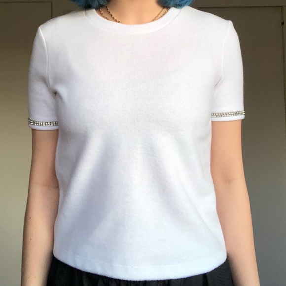 Zara diamanté sleeve T-Shirt - Picture 4 of 5